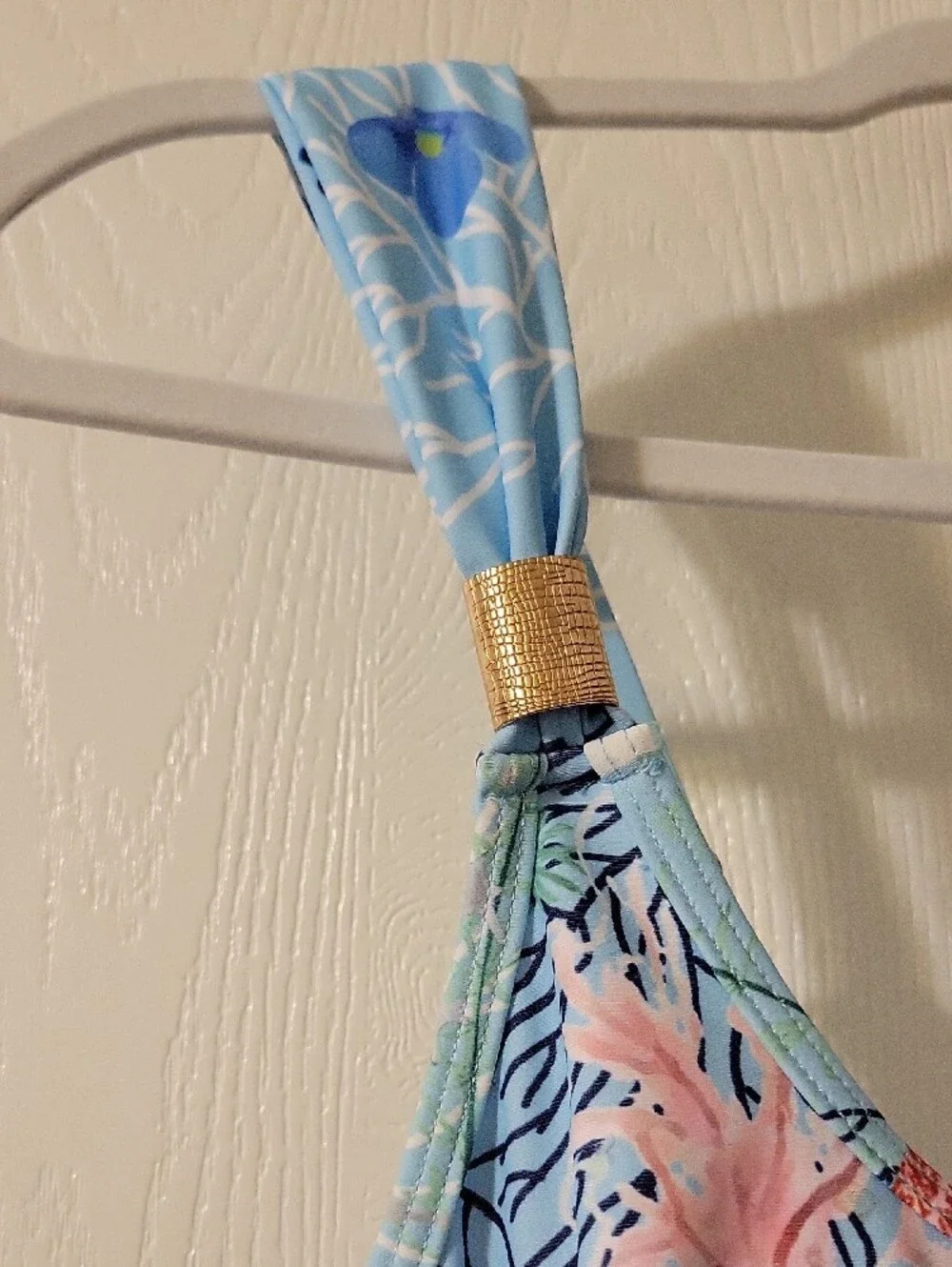 Light Blue Starfish Print Tankini Top With Adjustable Straps